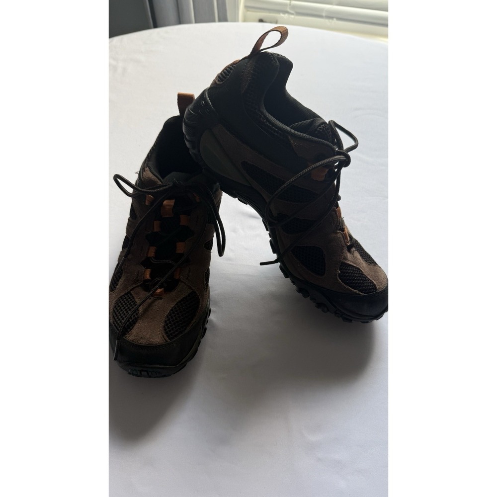 Merrell Men's Hiking Shoes Size 9.5 Brown Suede and Mesh Lace Up GUC Low Top